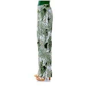 Iman Green and White Paisley Pants medium